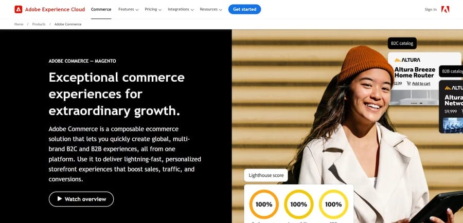 Adobe Commerce website screenshot