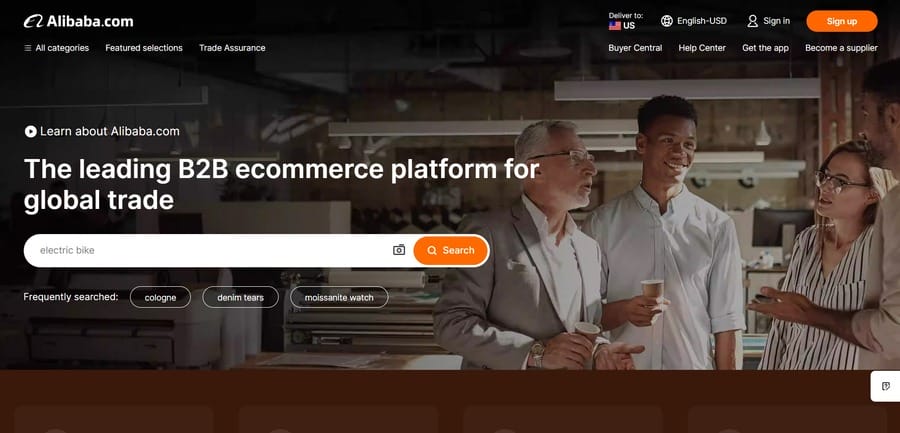 Alibaba website screenshot