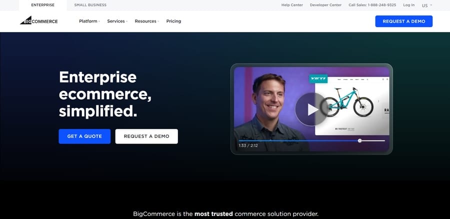 BigCommerce website screenshot