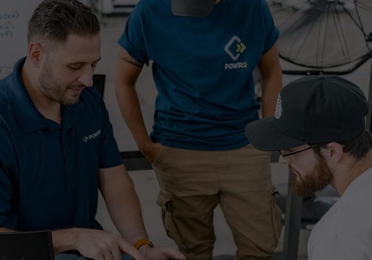 powr background image with three employees