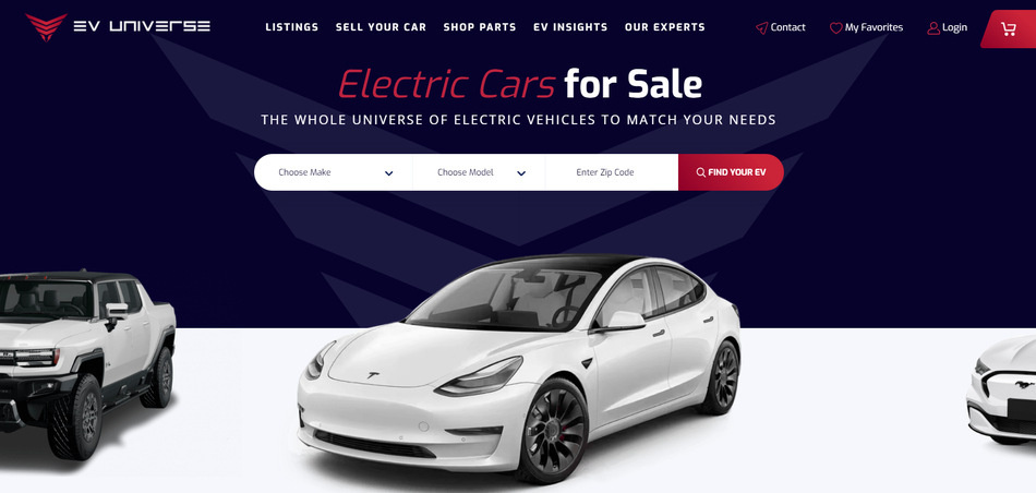 EV Universe as a custom website design example