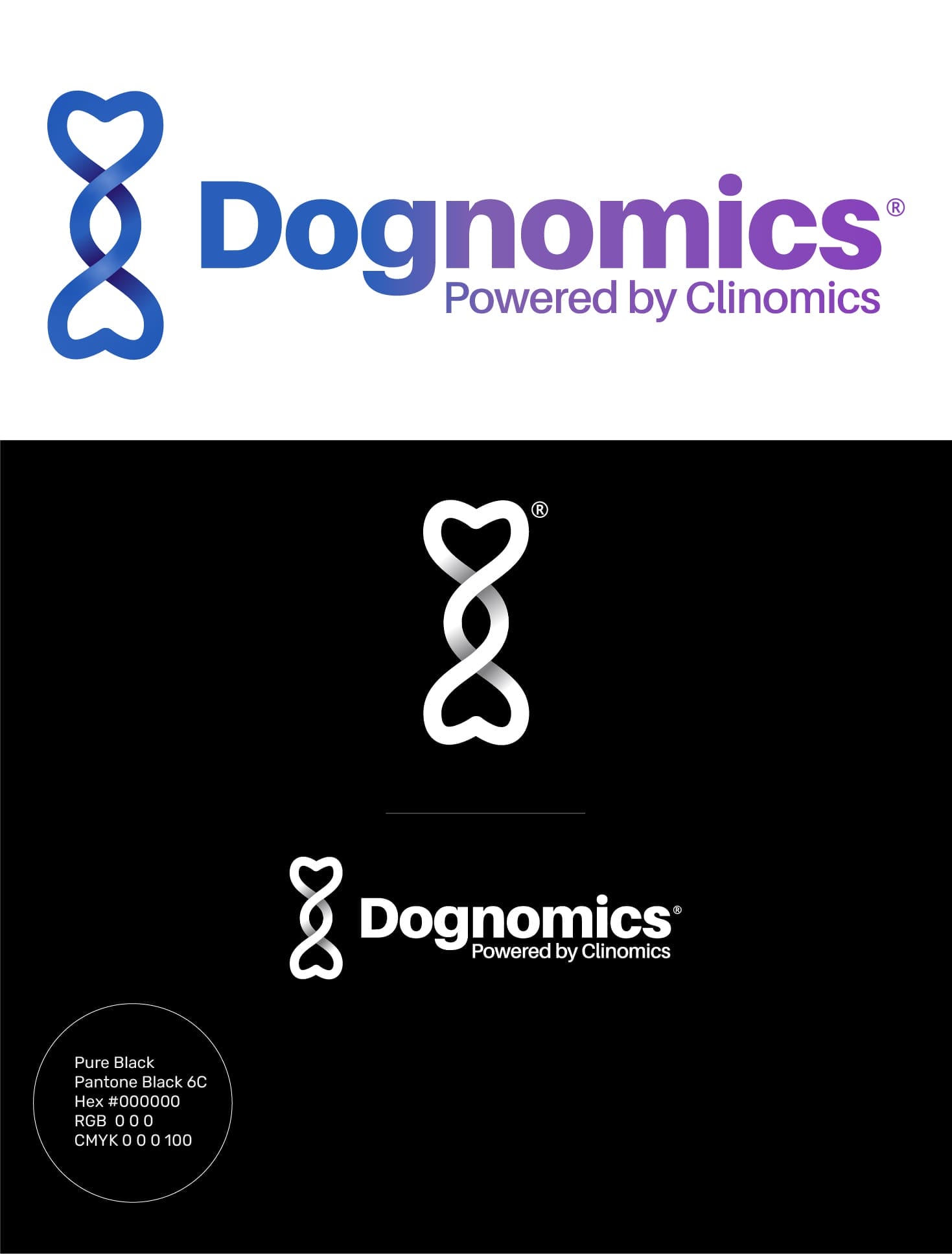 Dognomics' logo design on a brand book page