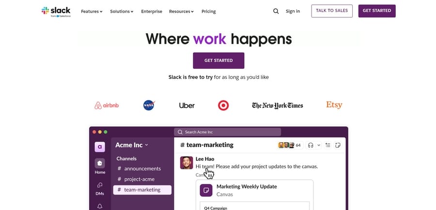 Slack website screenshot