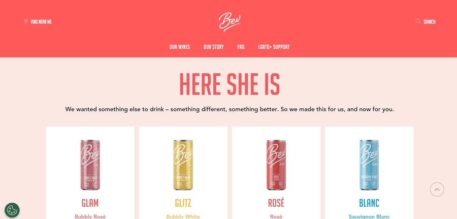 Bev website screenshot