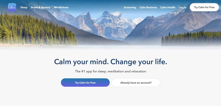 Calm website screenshot