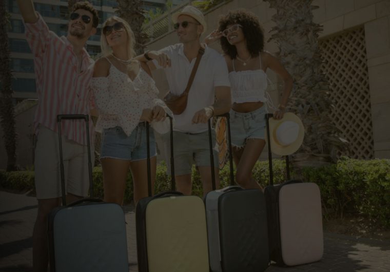 A background image for Rollink of friends with suitcases