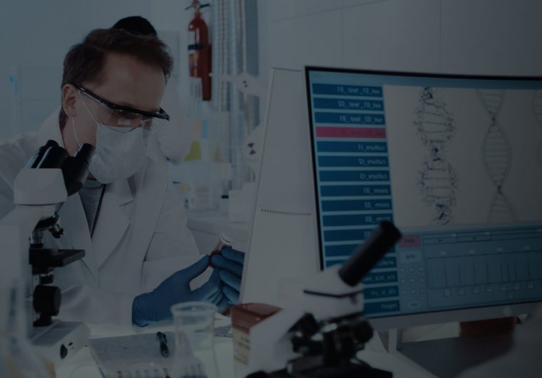 A background image for SNP Therapeutics of a scientist in a lab