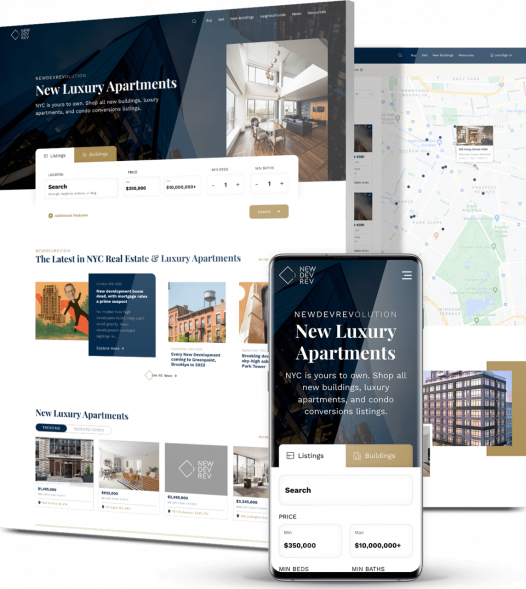 Austin digital marketing agency's web design example - NewDevRev real estate platform