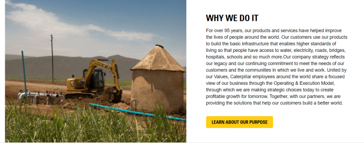 manufacturing website design Caterpillar long paragraphs